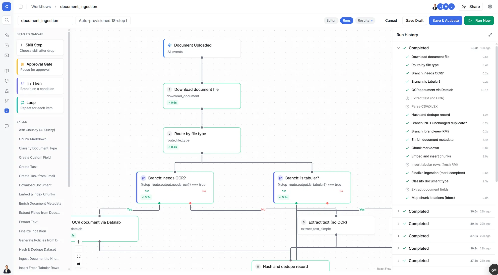 The Clausey visual workflow builder