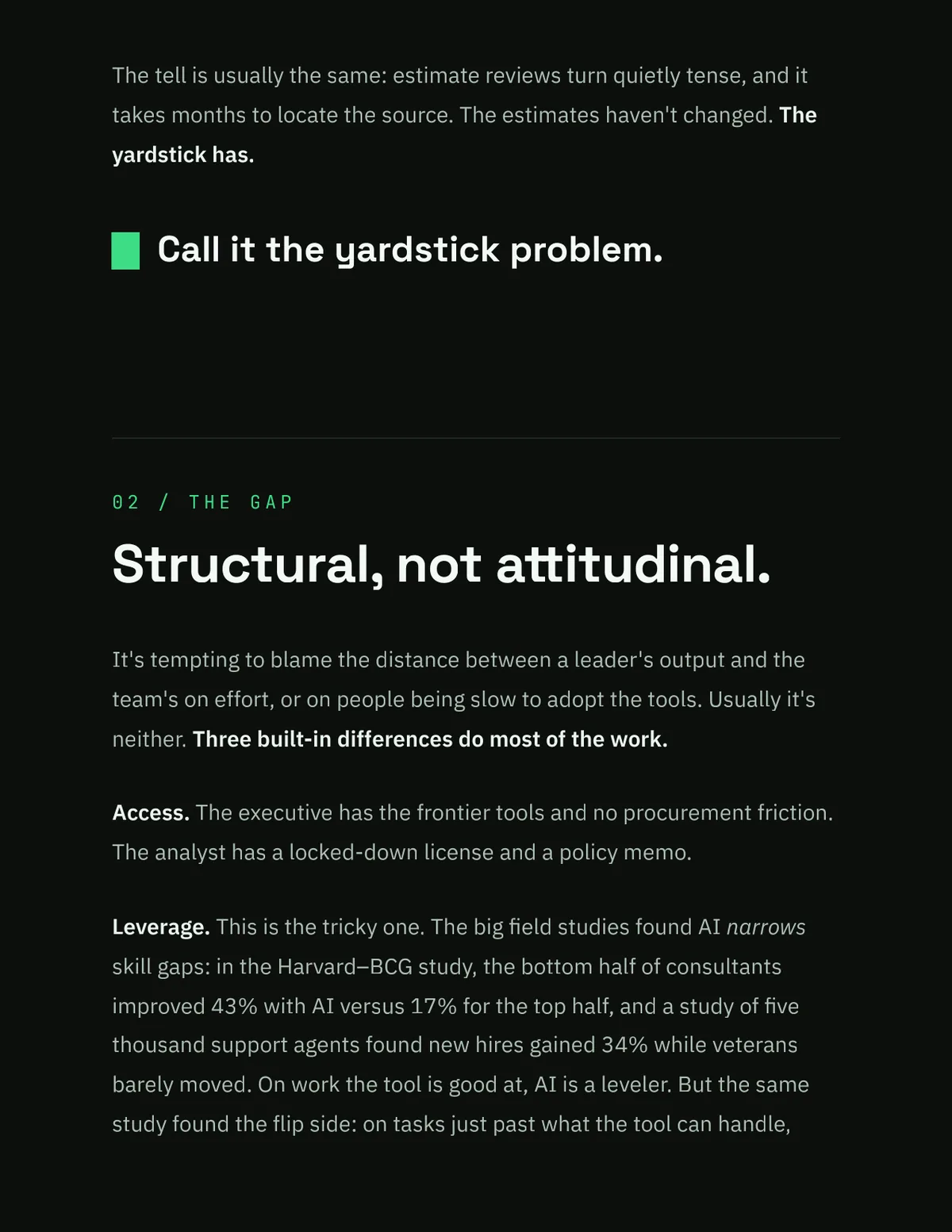AI Doesn't Fix Managers. It Amplifies Them: the designed essay, page 4