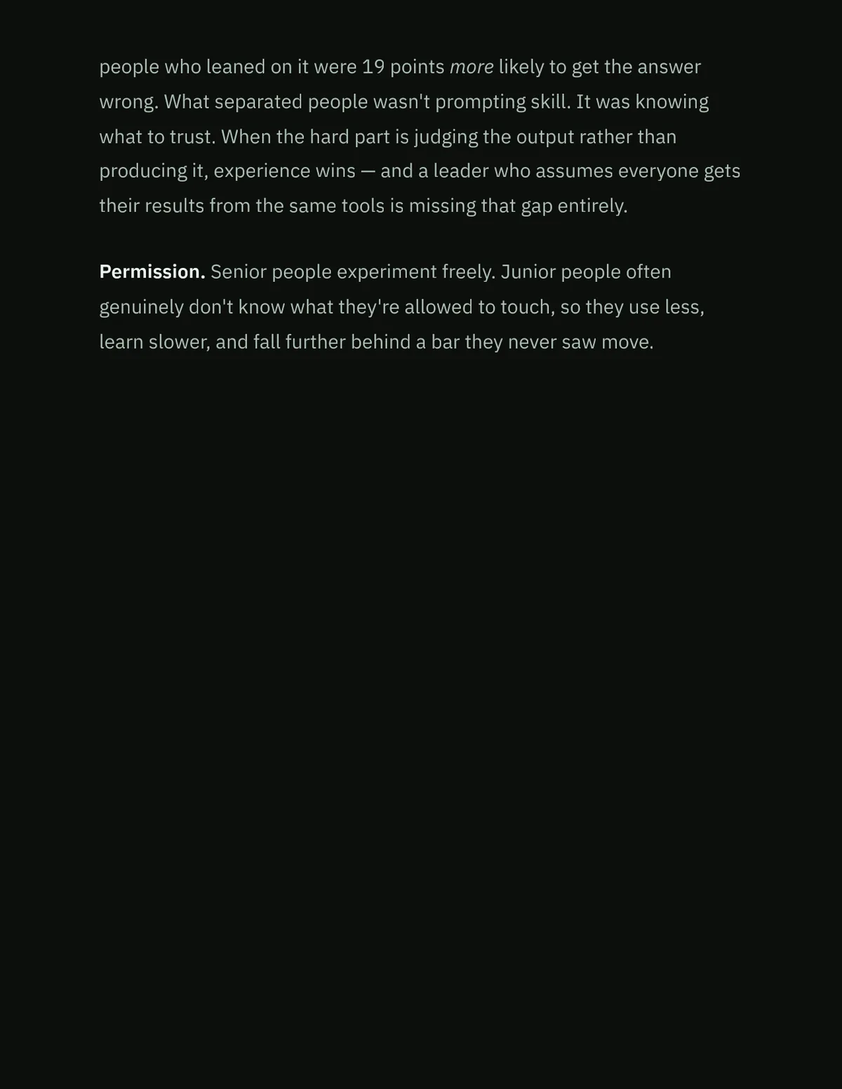 AI Doesn't Fix Managers. It Amplifies Them: the designed essay, page 5