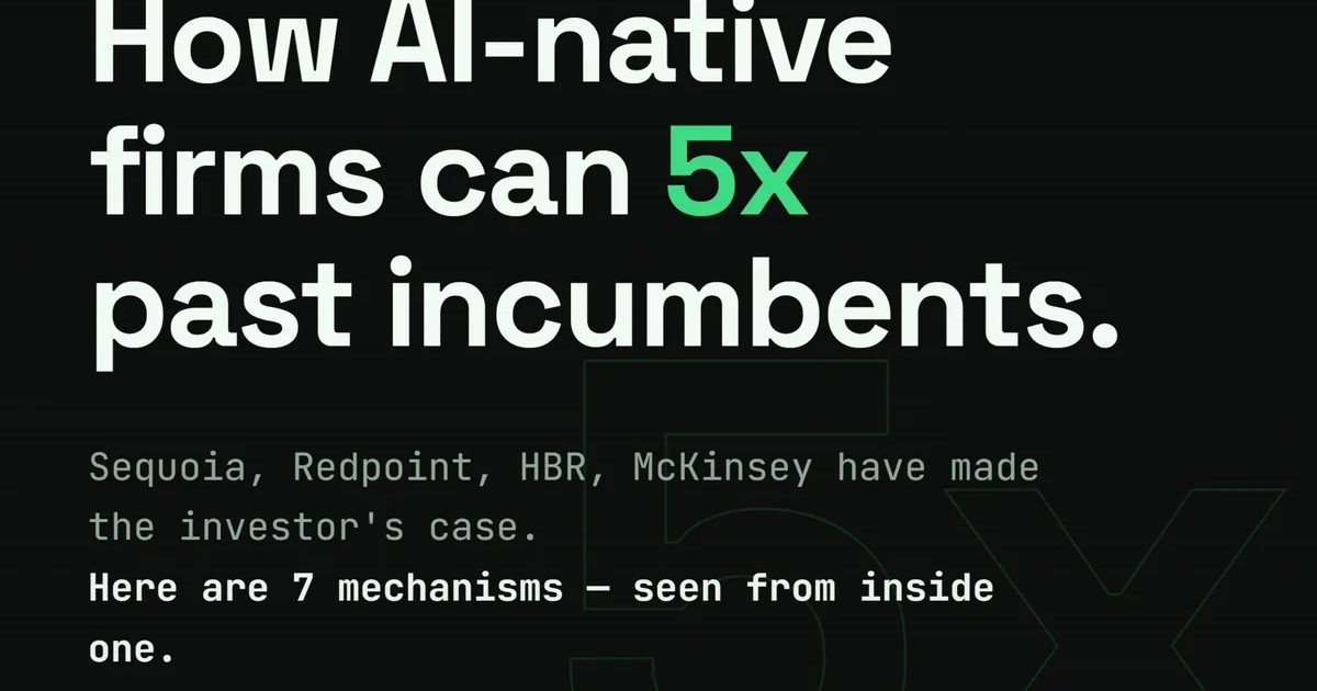 How AI-Native Firms Can 5x Past Incumbents: 7 Mechanisms