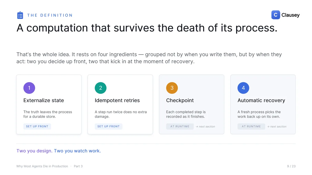 Why Most Agents Die in Production: The full deck (Part 3 of 3), page 9